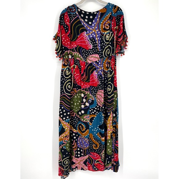 NWT Farm Rio Anthropologie Under The Sea Cover-Up Dress Sz XS Navy Ocean Print - Picture 7 of 12